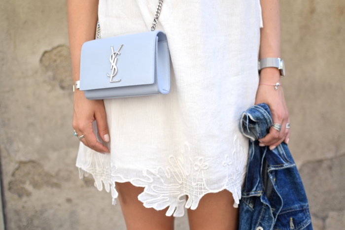 YSL Monogramme Bag light blue