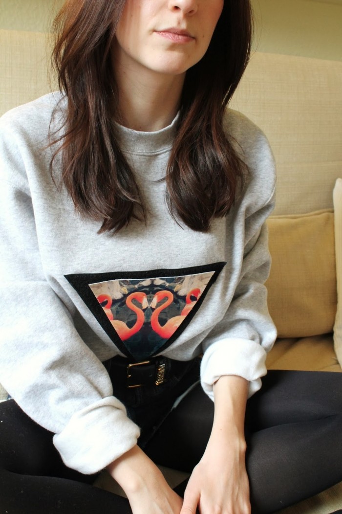 Flamingo logo on grey pullover by Feralstuff