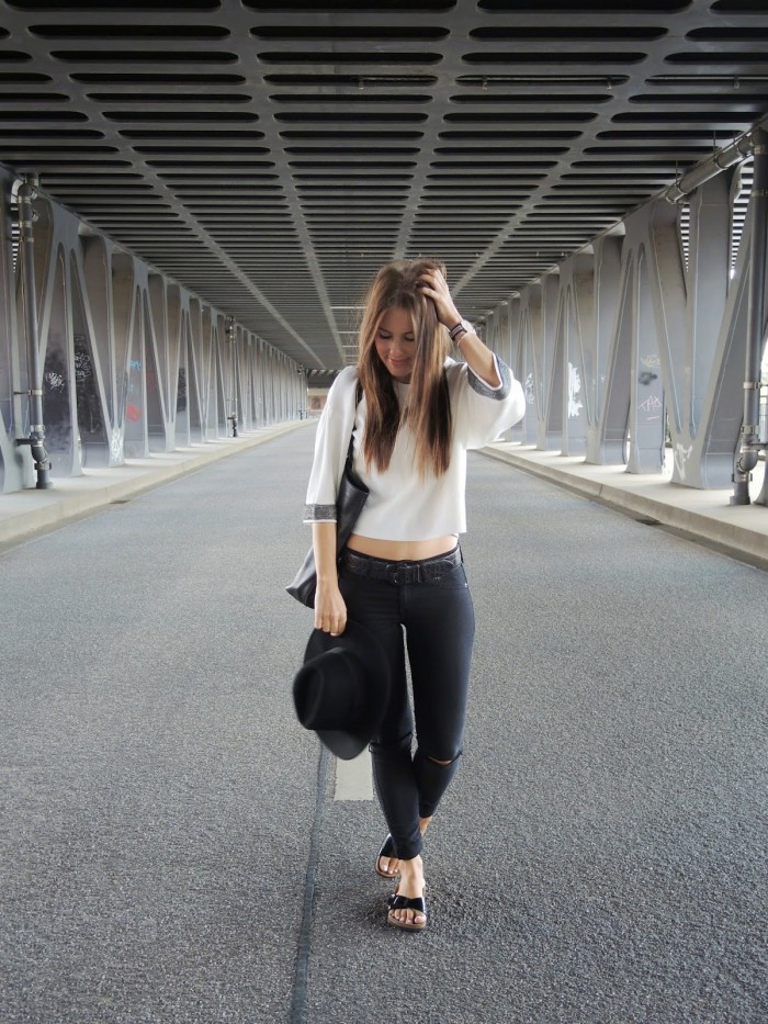 White shirt combined with black pants