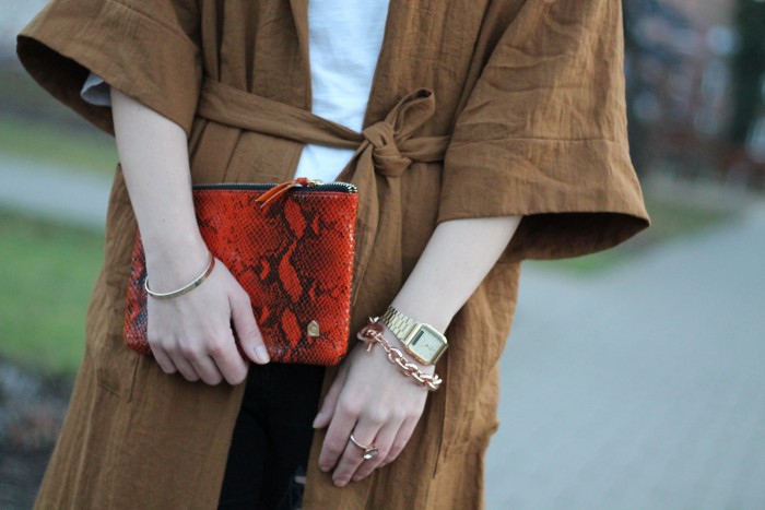 Snake printed red clutch by House of Cases